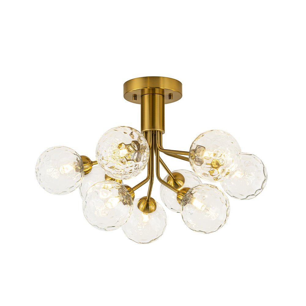 9-Light Bloom Water Glass Globe Tiered Sputnik Ceiling Light