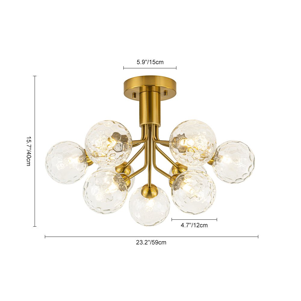 9-Light Bloom Water Glass Globe Tiered Sputnik Ceiling Light