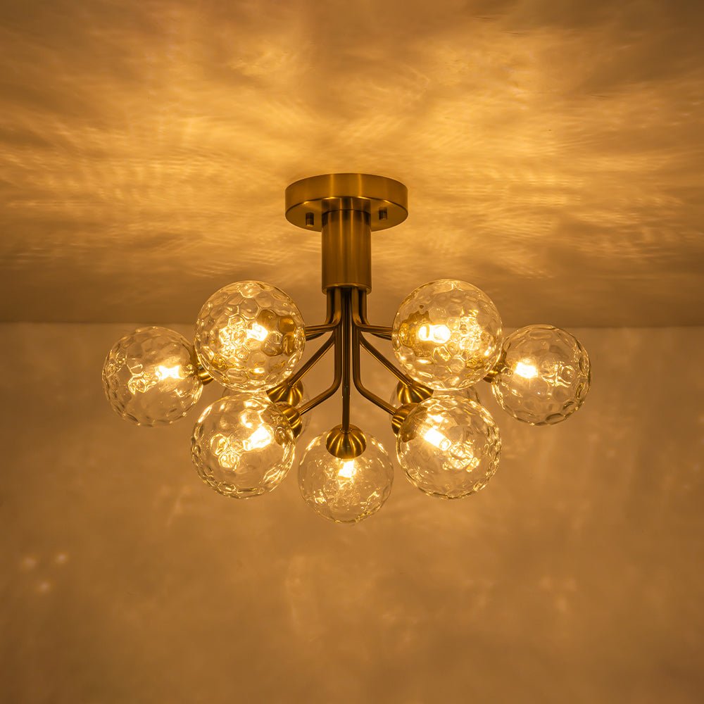 9-Light Bloom Water Glass Globe Tiered Sputnik Ceiling Light