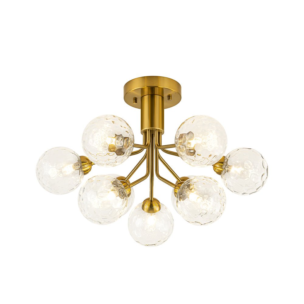 9-Light Bloom Water Glass Globe Tiered Sputnik Ceiling Light