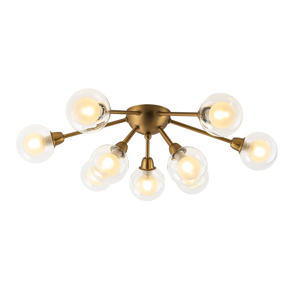 9-Light Layered Glass Bubble Sputnik Semi Flush Chandelier