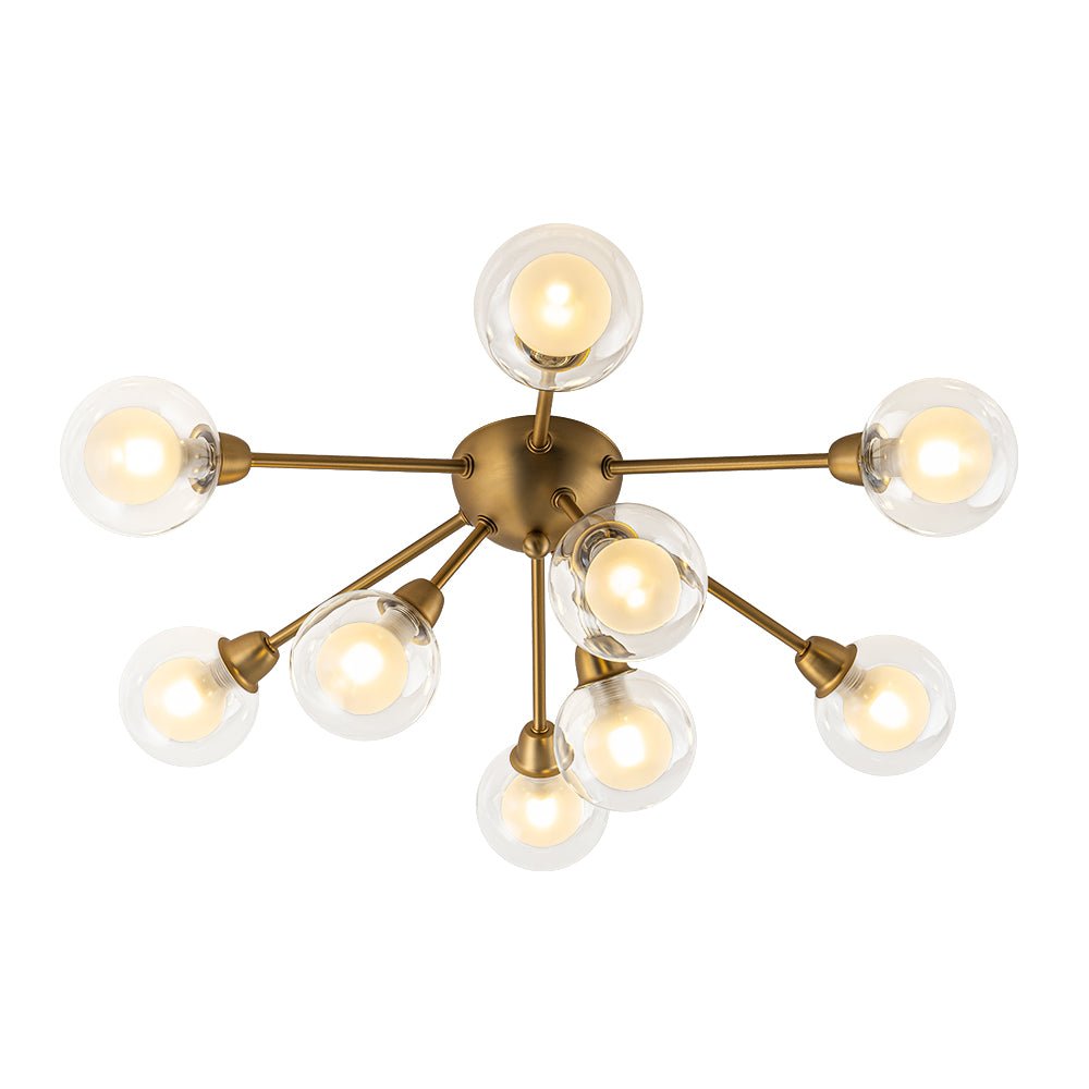 9-Light Layered Glass Bubble Sputnik Semi Flush Chandelier
