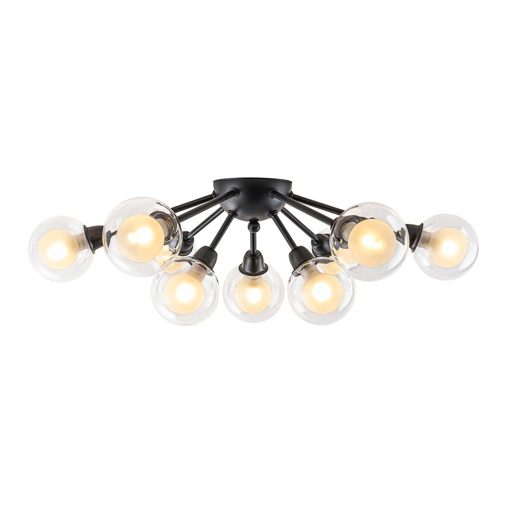 9-Light Layered Glass Bubble Sputnik Semi Flush Chandelier