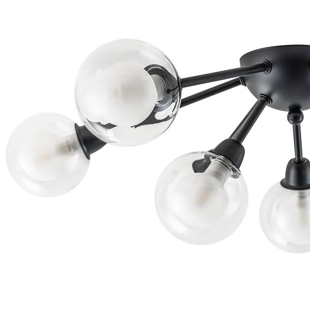 9-Light Layered Glass Bubble Sputnik Semi Flush Chandelier