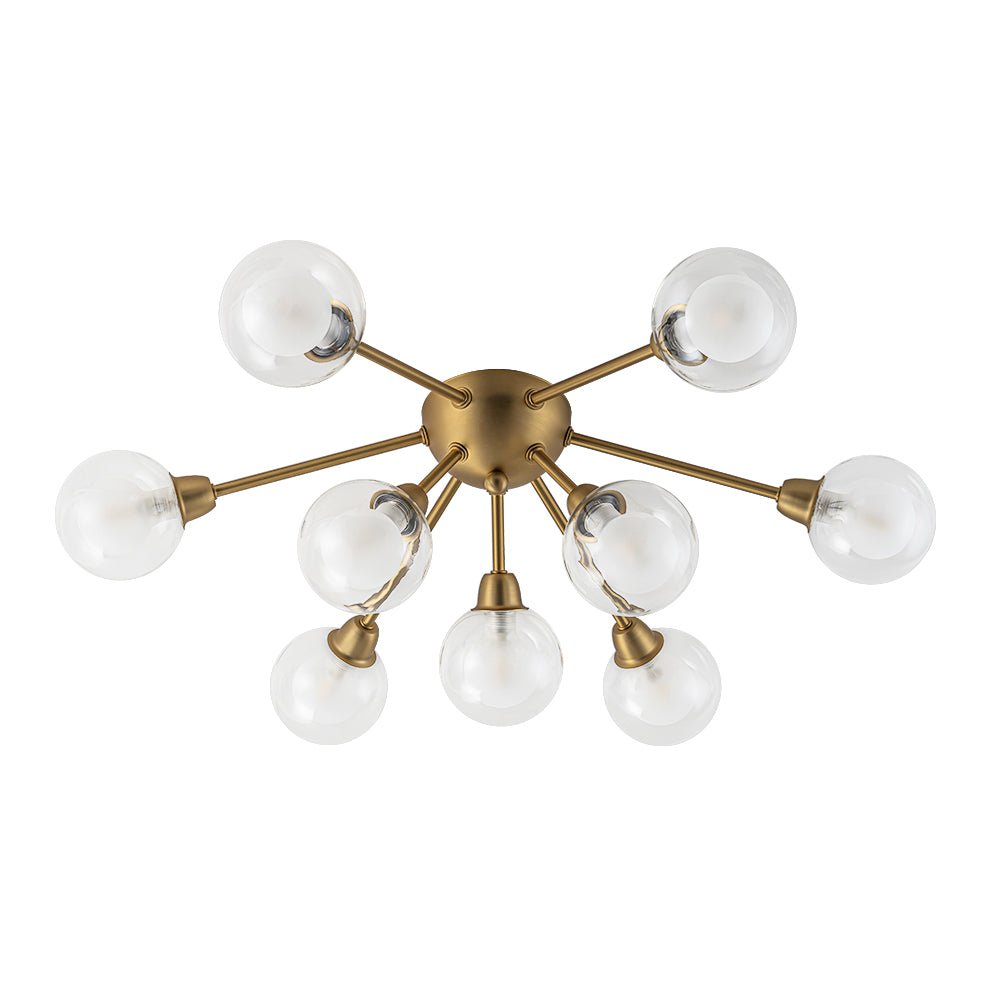 9-Light Layered Glass Bubble Sputnik Semi Flush Chandelier