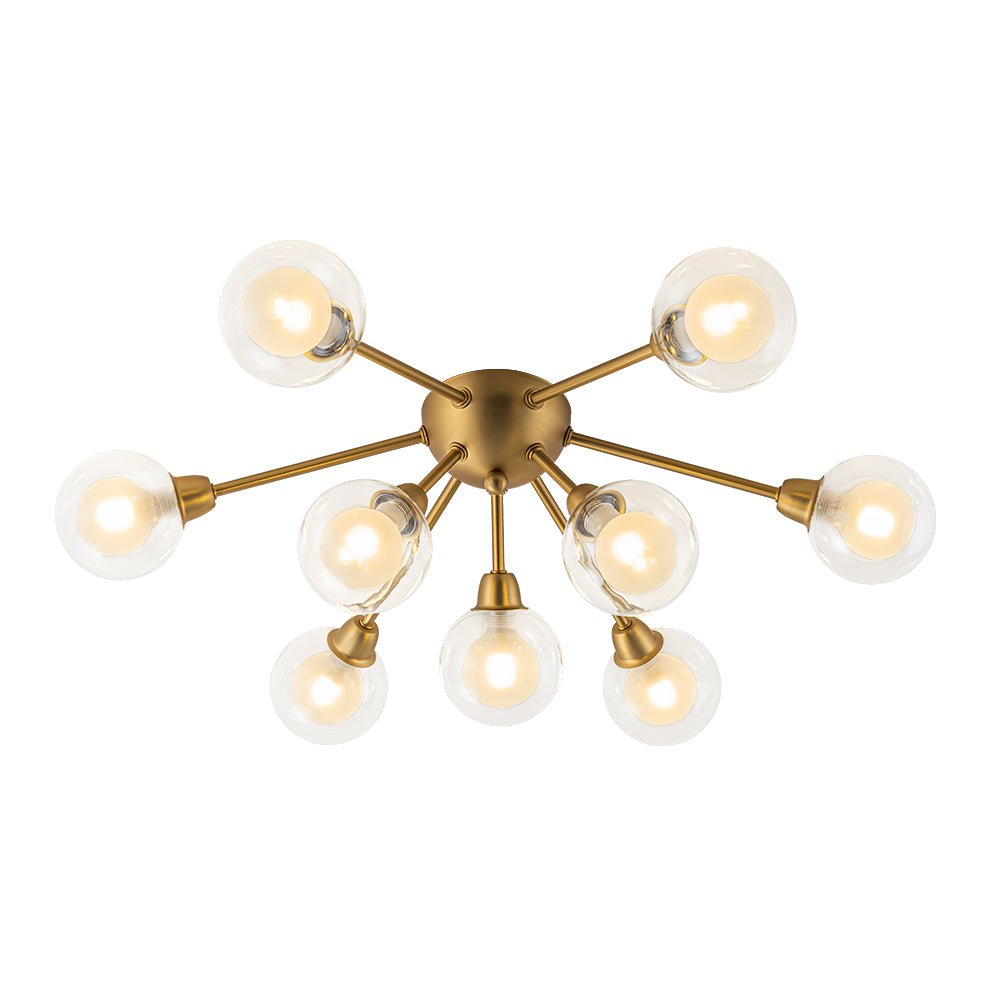 9-Light Layered Glass Bubble Sputnik Semi Flush Chandelier