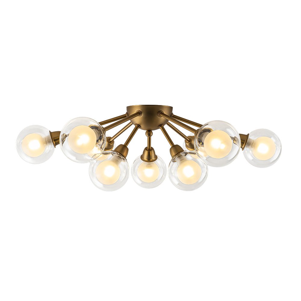 9-Light Layered Glass Bubble Sputnik Semi Flush Chandelier