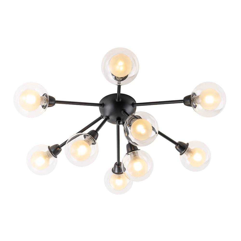 9-Light Layered Glass Bubble Sputnik Semi Flush Chandelier