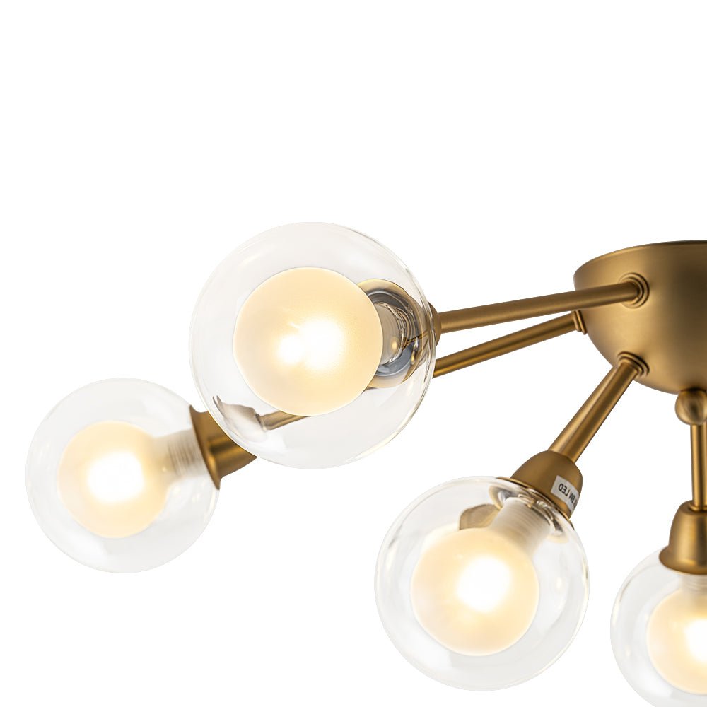 9-Light Layered Glass Bubble Sputnik Semi Flush Chandelier