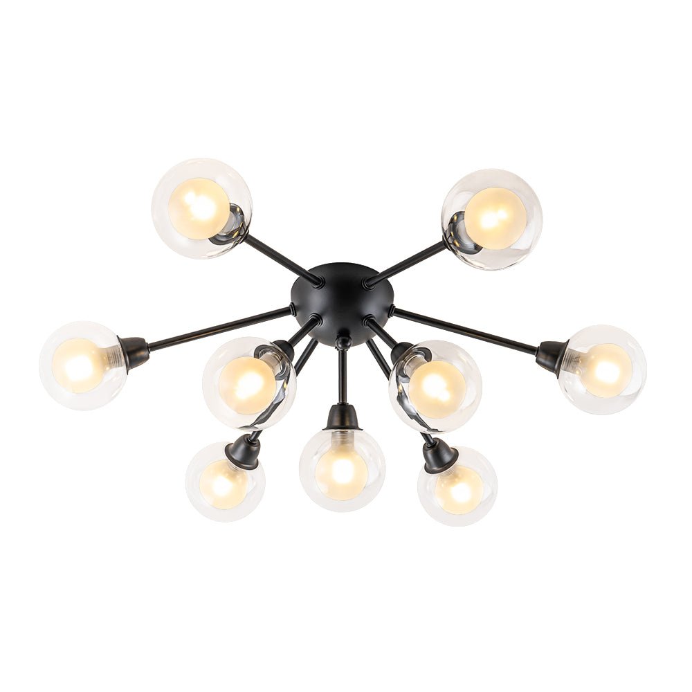 9-Light Layered Glass Bubble Sputnik Semi Flush Chandelier