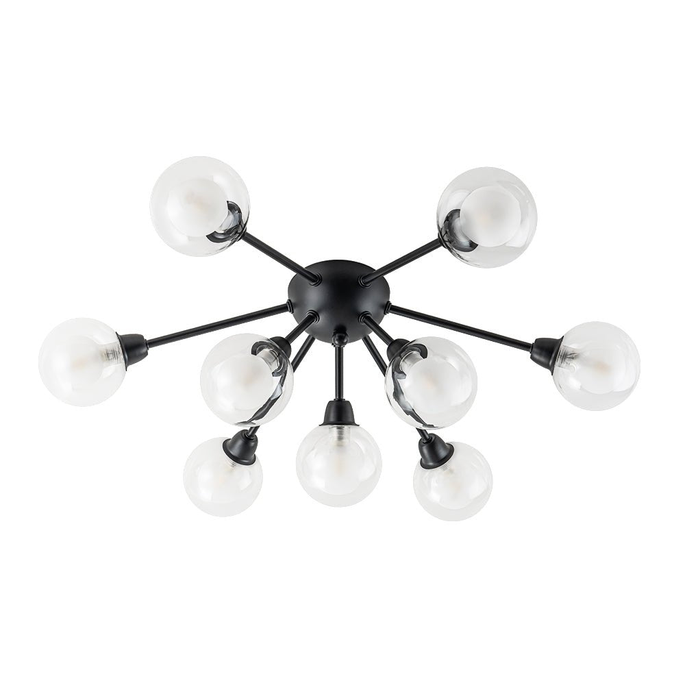 9-Light Layered Glass Bubble Sputnik Semi Flush Chandelier