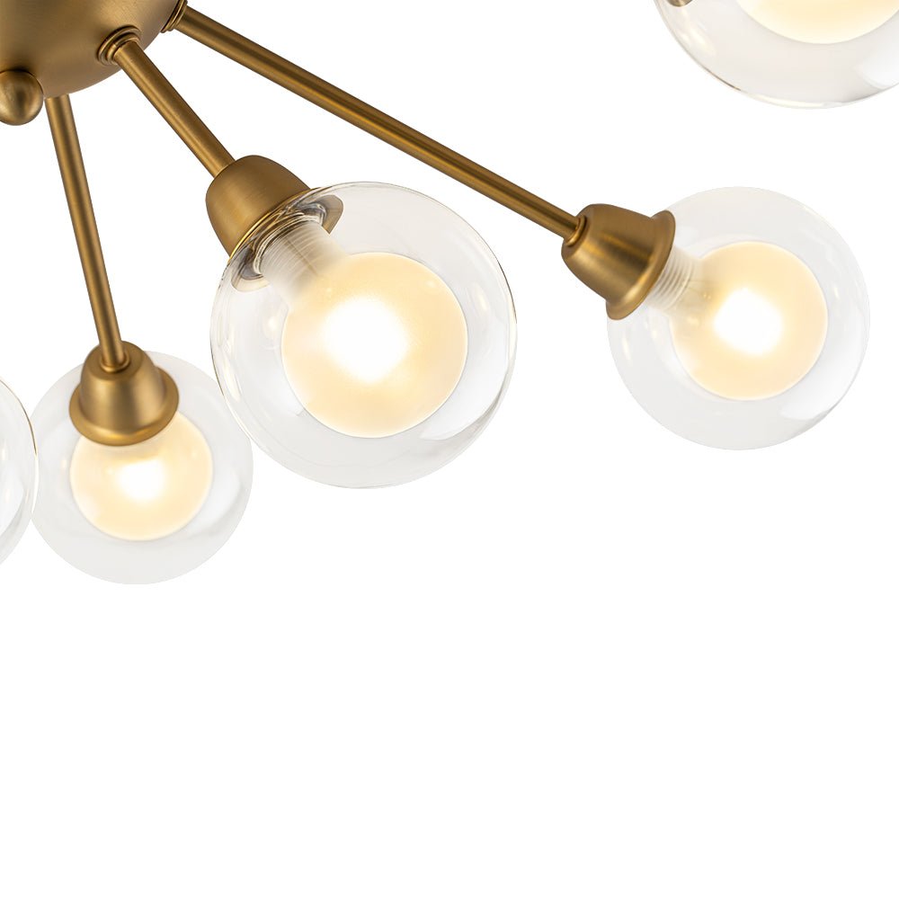 9-Light Layered Glass Bubble Sputnik Semi Flush Chandelier