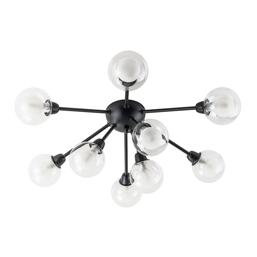 9-Light Layered Glass Bubble Sputnik Semi Flush Chandelier