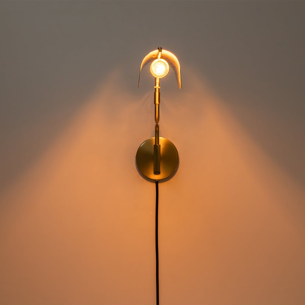 Aged Brass 1-Light Swing Arm Plug In Wall Sconce
