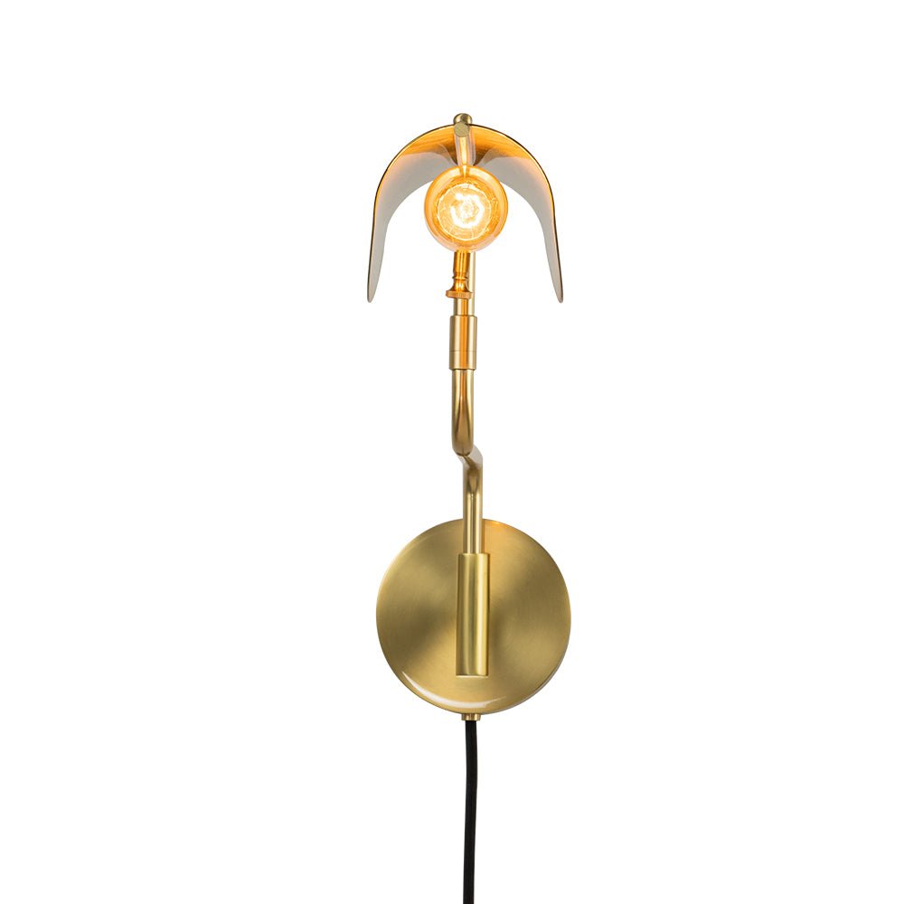 Aged Brass 1-Light Swing Arm Plug In Wall Sconce