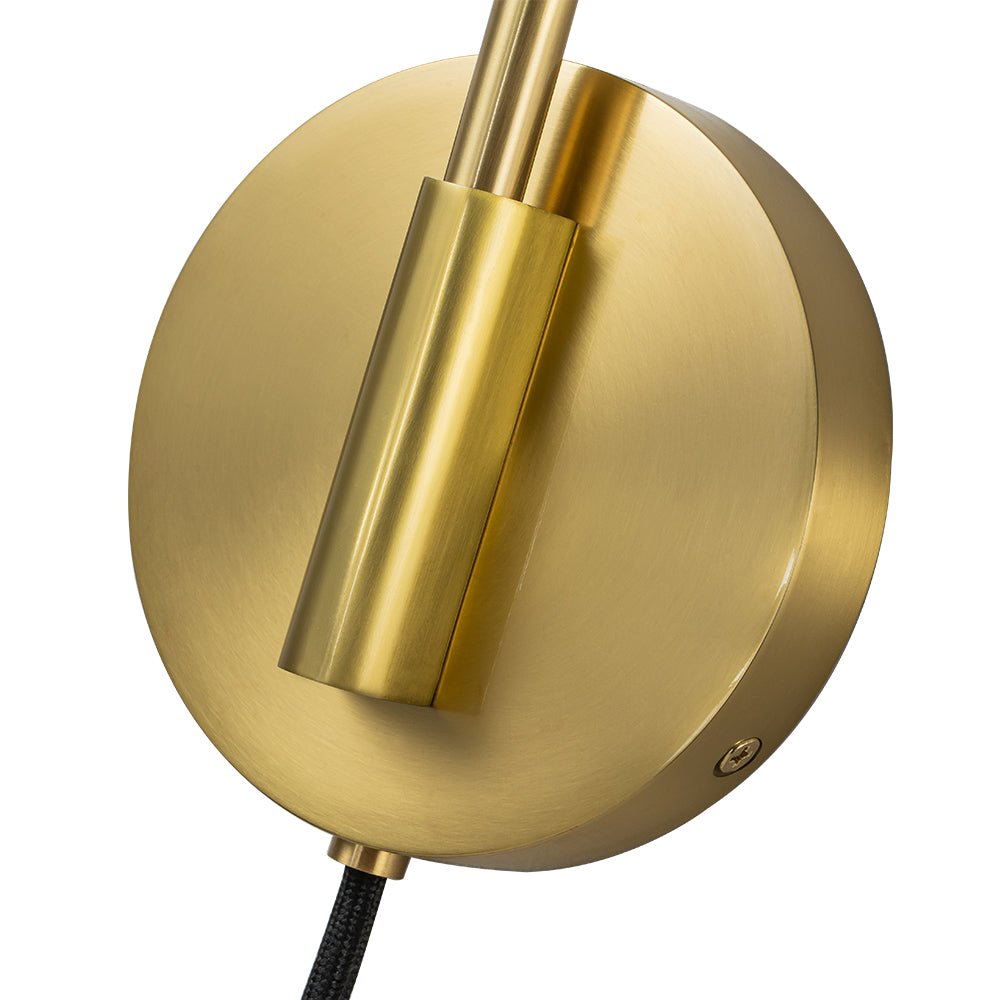 Aged Brass 1-Light Swing Arm Plug In Wall Sconce