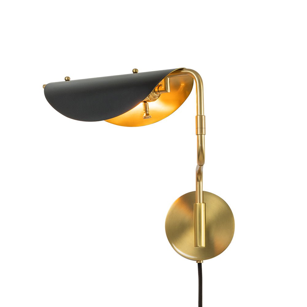 Aged Brass 1-Light Swing Arm Plug In Wall Sconce