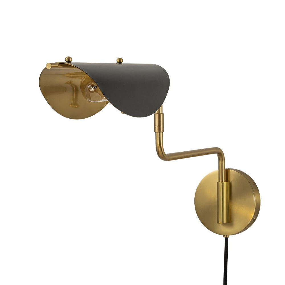 Aged Brass 1-Light Swing Arm Plug In Wall Sconce