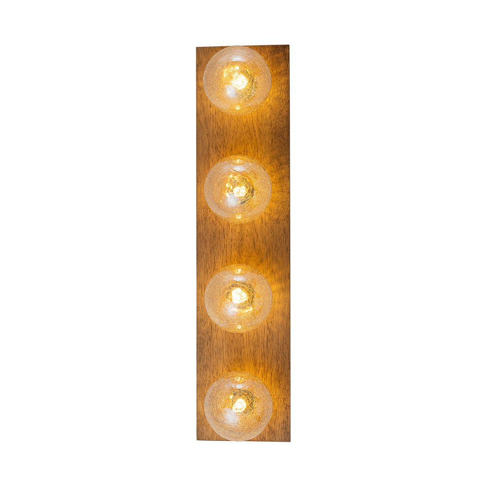 Amber Textured Glass Linear Wooden Semi Flush Mount / Wall Light