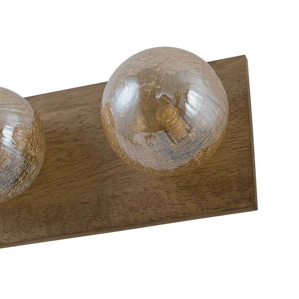 Amber Textured Glass Linear Wooden Semi Flush Mount / Wall Light