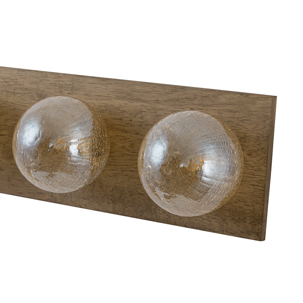 Amber Textured Glass Linear Wooden Semi Flush Mount / Wall Light