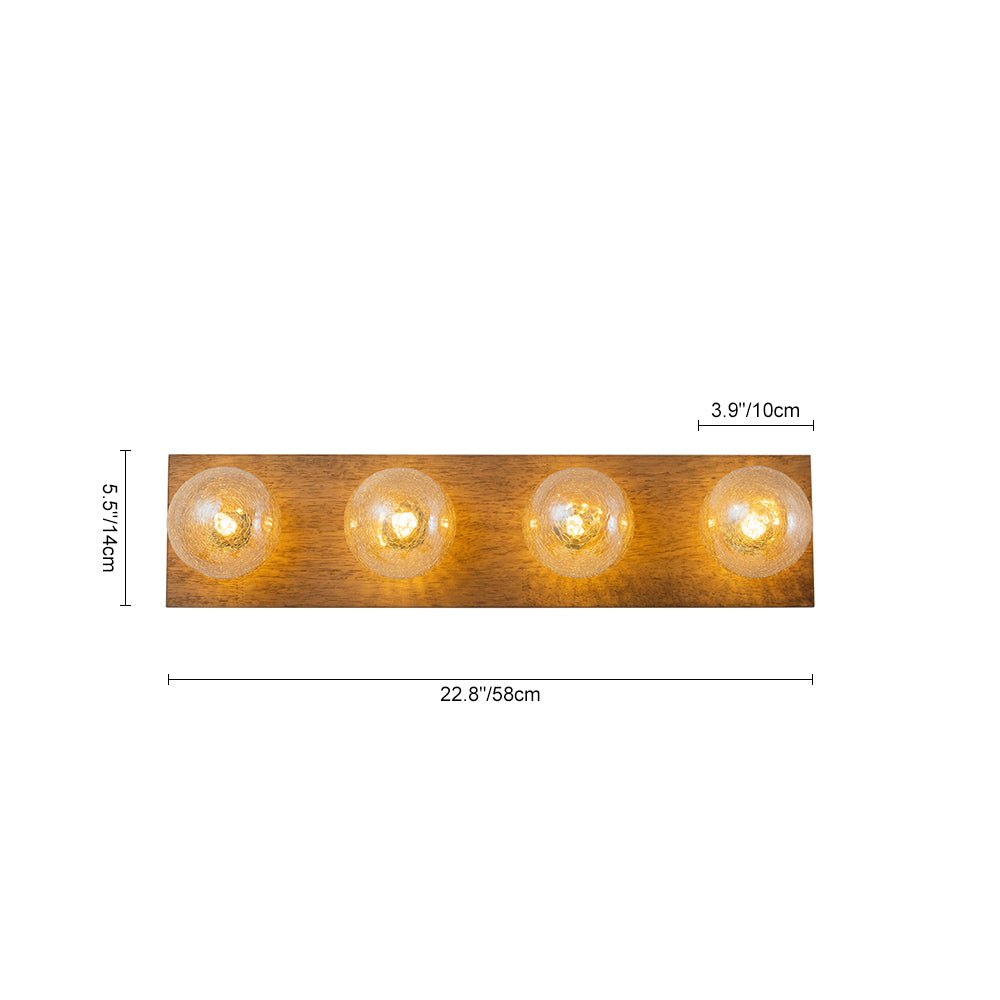 Amber Textured Glass Linear Wooden Semi Flush Mount / Wall Light