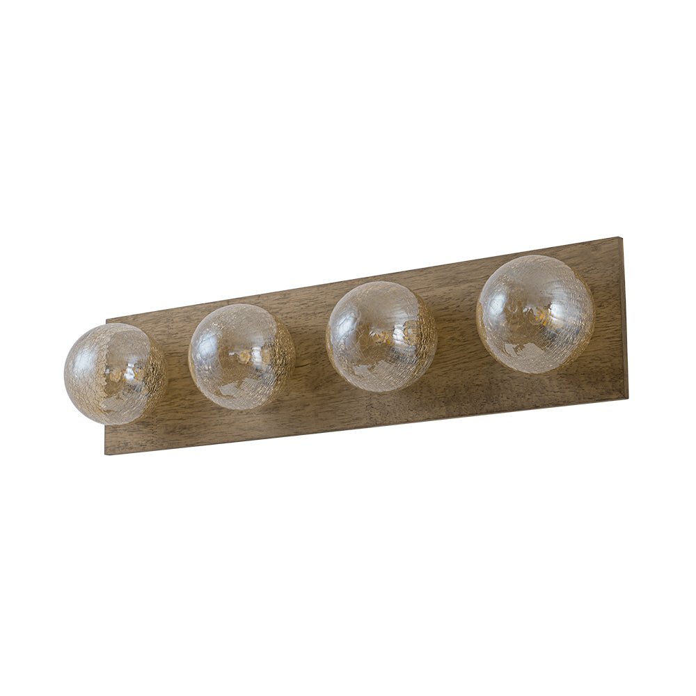 Amber Textured Glass Linear Wooden Semi Flush Mount / Wall Light