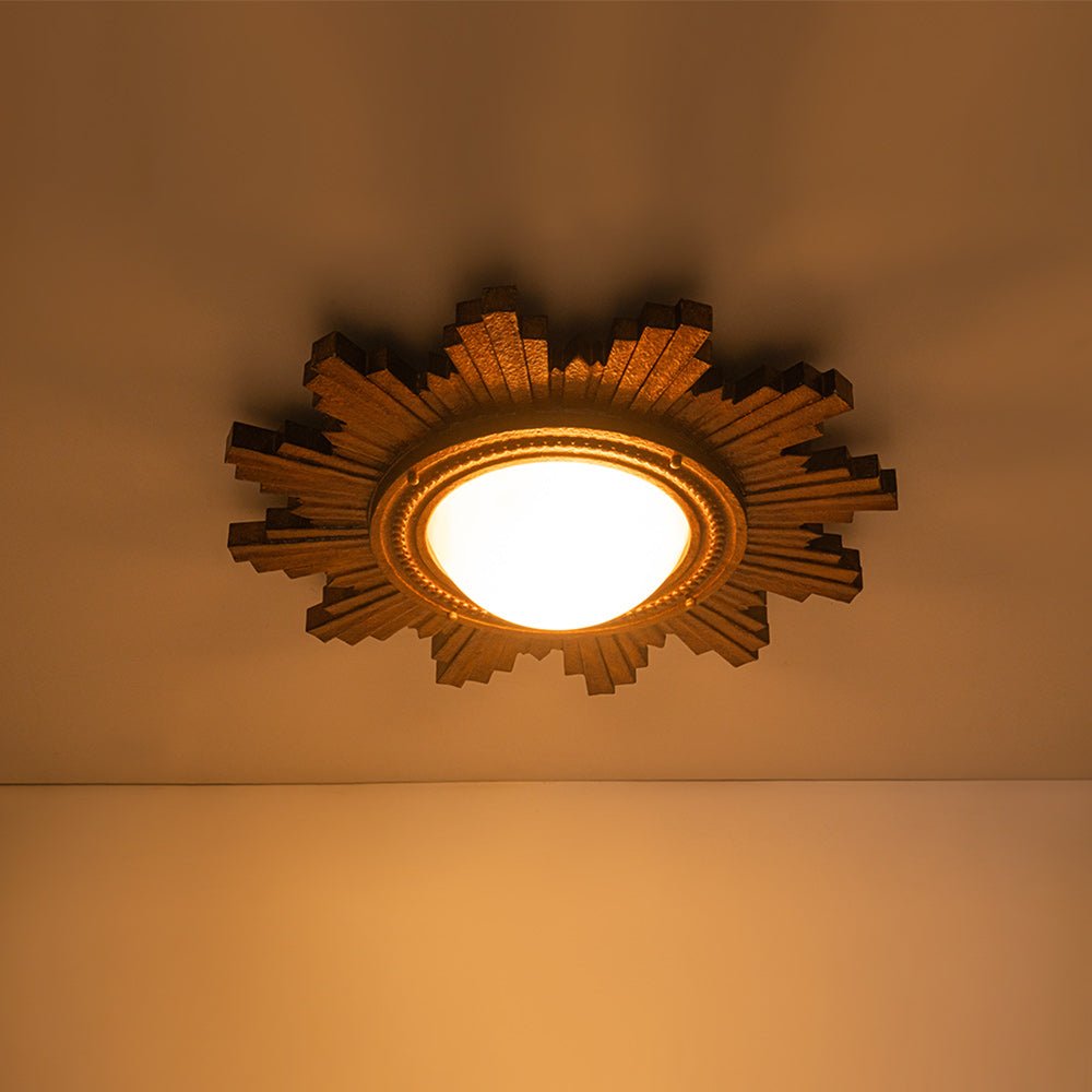 Antique Apollo Sunburst Sculpture Flush Mount / Wall Light