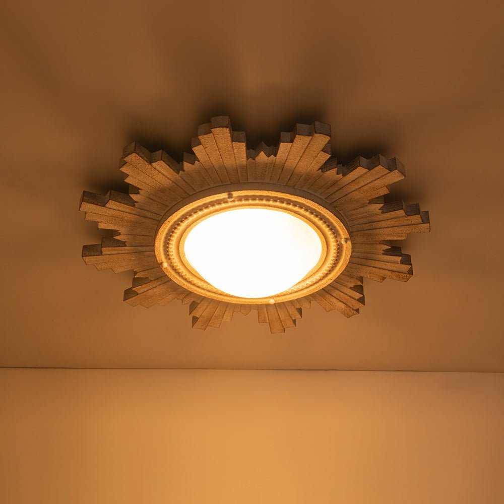 Antique Apollo Sunburst Sculpture Flush Mount / Wall Light