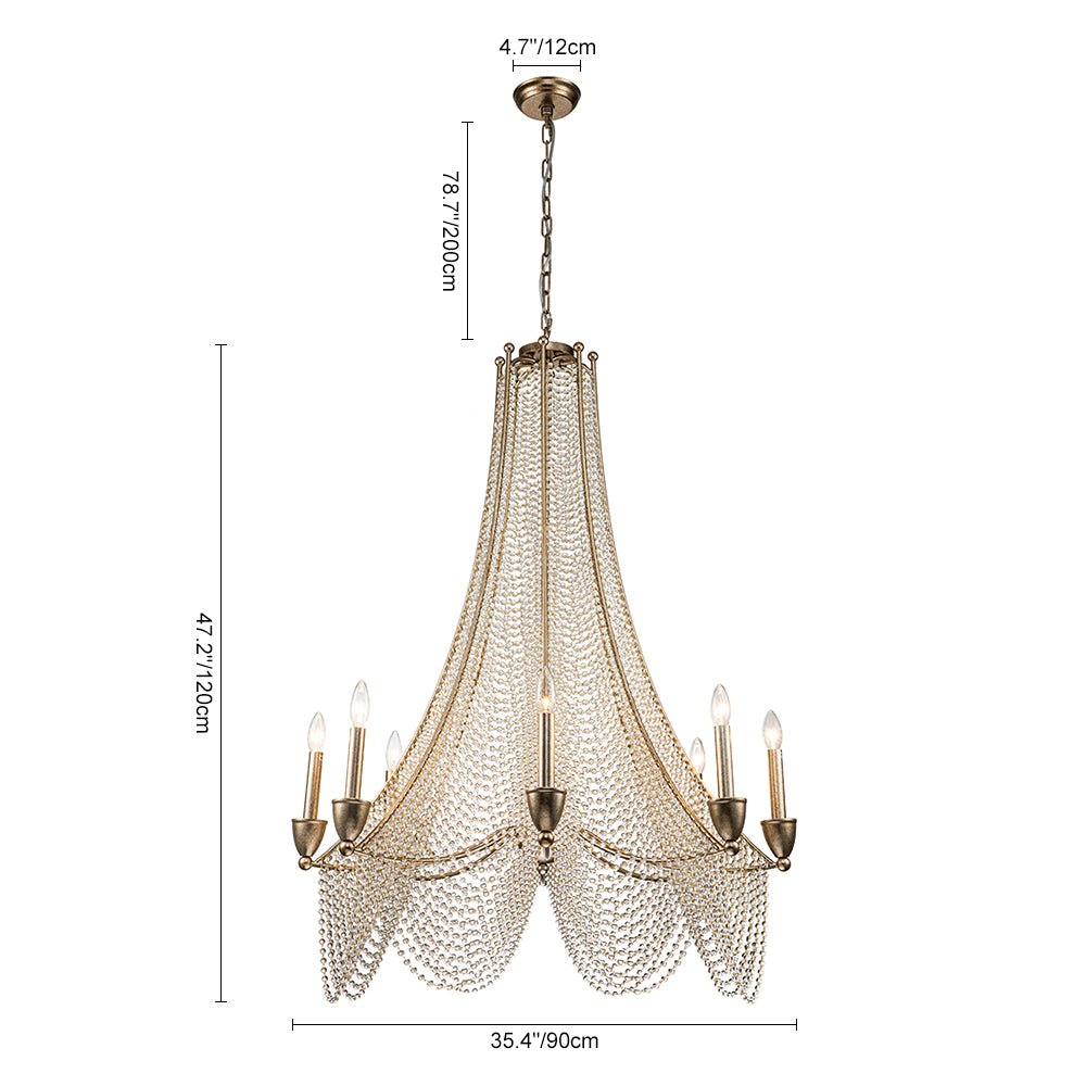 Antique Candle Style Crystal Bead Empire Chandelier
