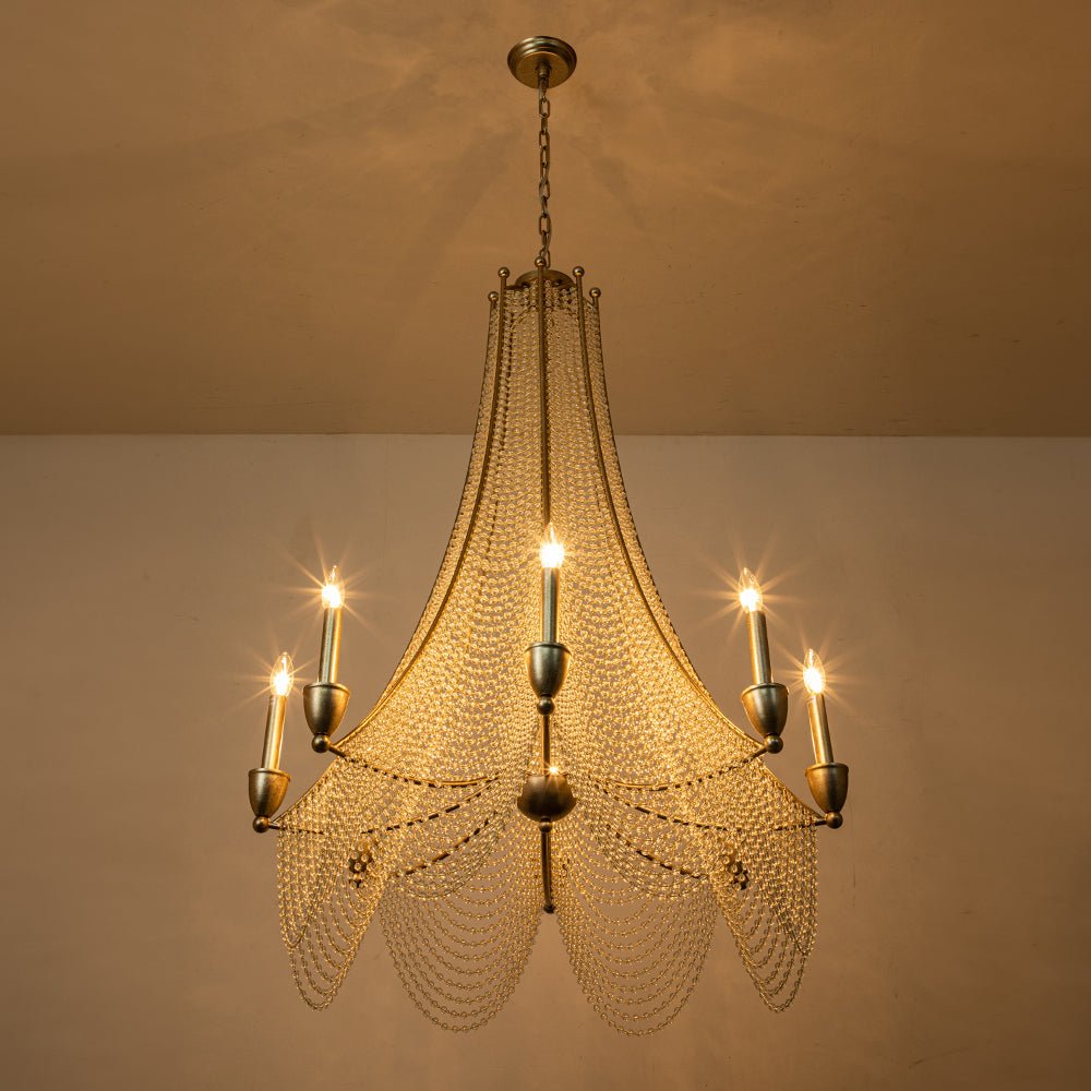 Antique Candle Style Crystal Bead Empire Chandelier