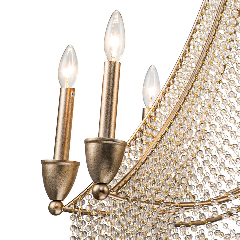 Antique Candle Style Crystal Bead Empire Chandelier
