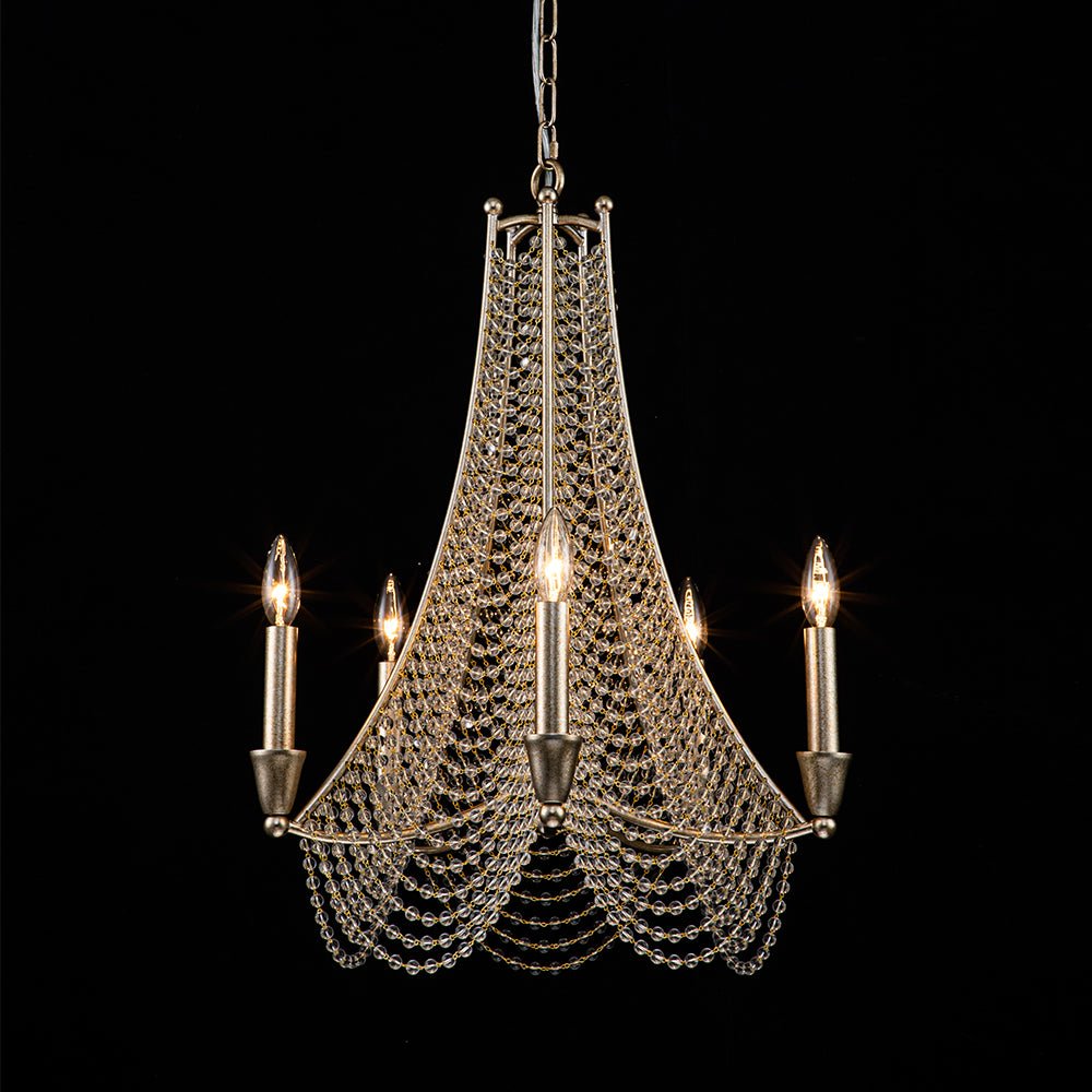 Antique Candle Style Crystal Bead Empire Chandelier