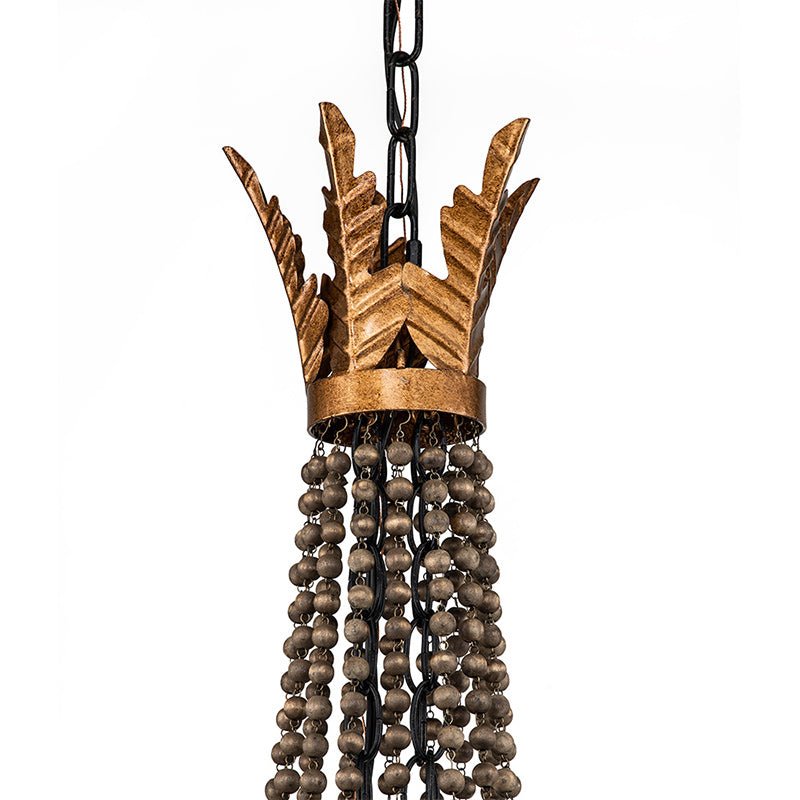 Antique Wood Beaded Empire Chandelier