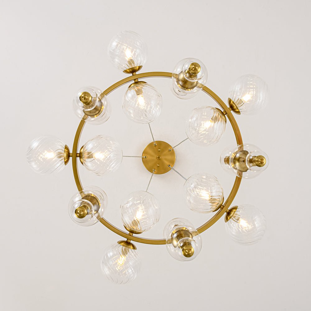 Art Deco 10-Light Glass Globe Bubble Circle Chandelier