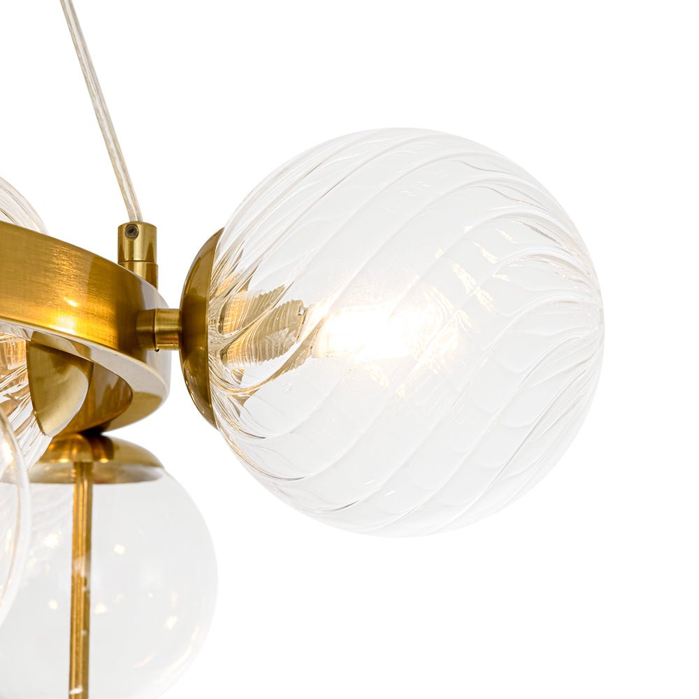 Art Deco 10-Light Glass Globe Bubble Circle Chandelier