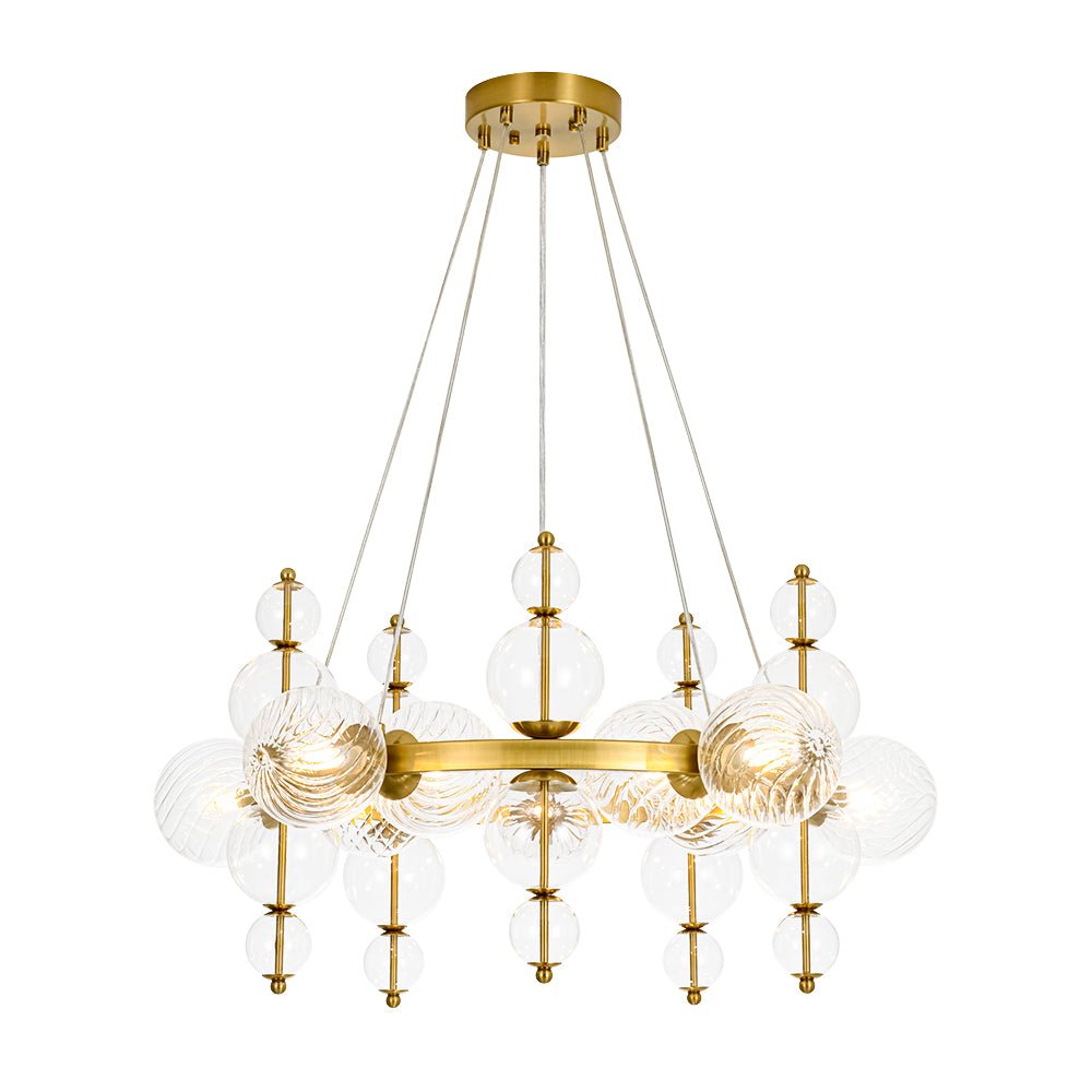 Art Deco 10-Light Glass Globe Bubble Circle Chandelier