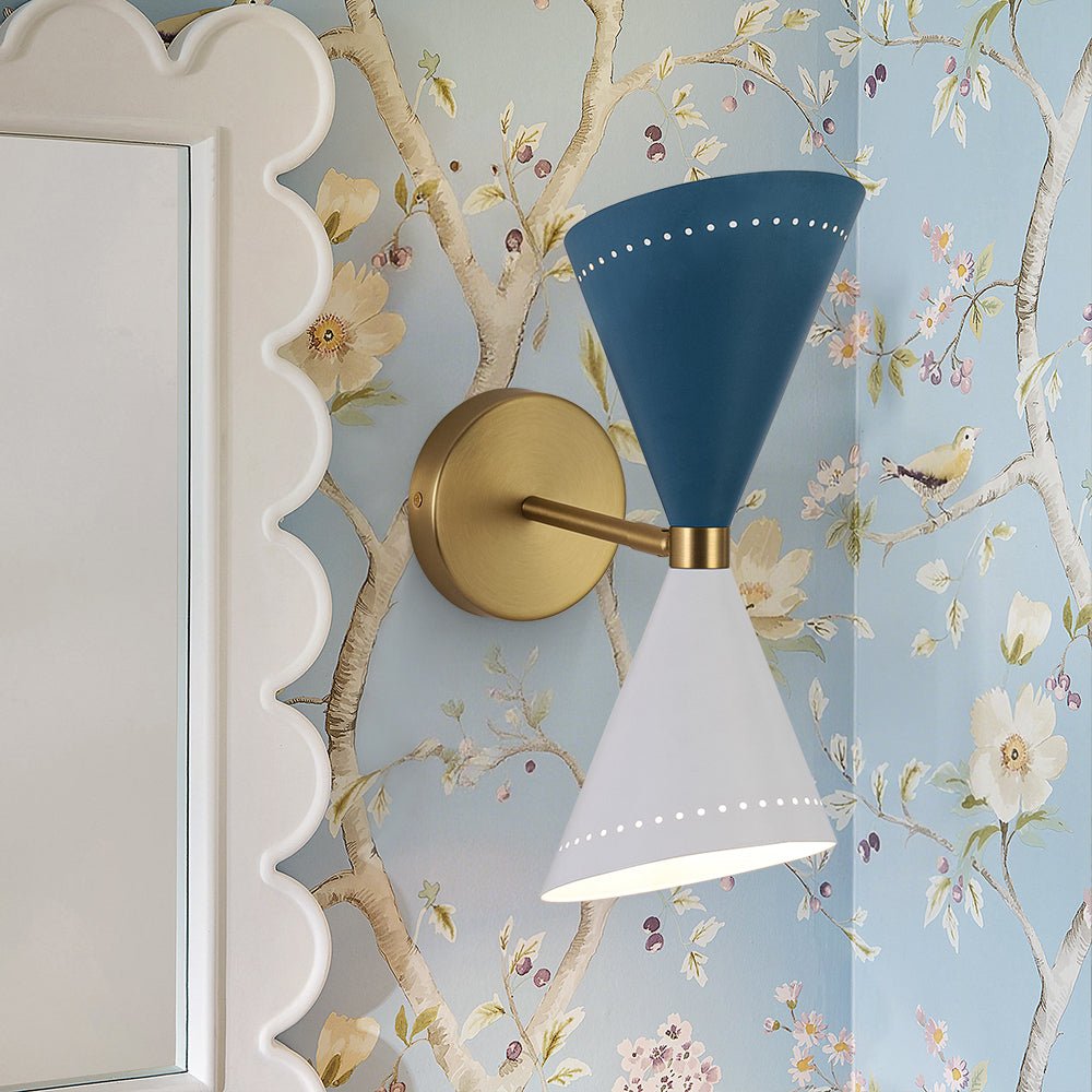 Art Deco 2-Light Up Down Dual Cone Wall Sconce