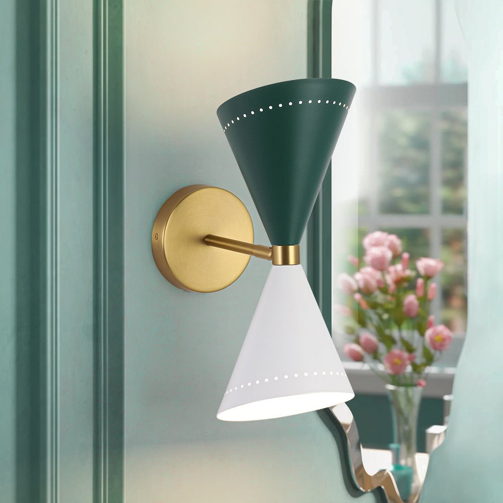 Art Deco 2-Light Up Down Dual Cone Wall Sconce