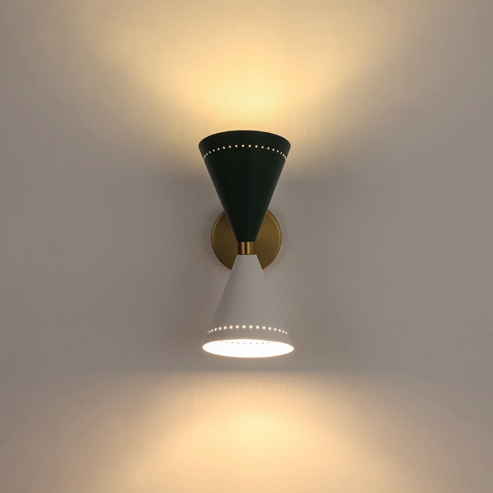 Art Deco 2-Light Up Down Dual Cone Wall Sconce