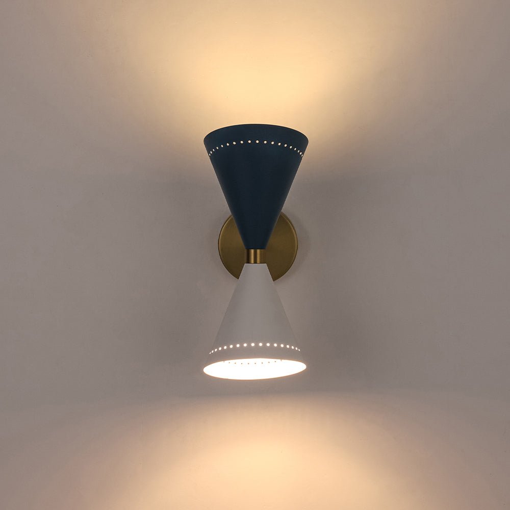 Art Deco 2-Light Up Down Dual Cone Wall Sconce