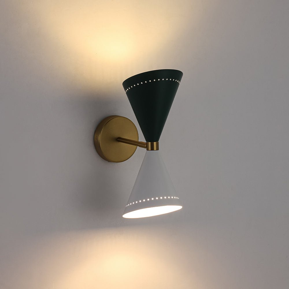 Art Deco 2-Light Up Down Dual Cone Wall Sconce