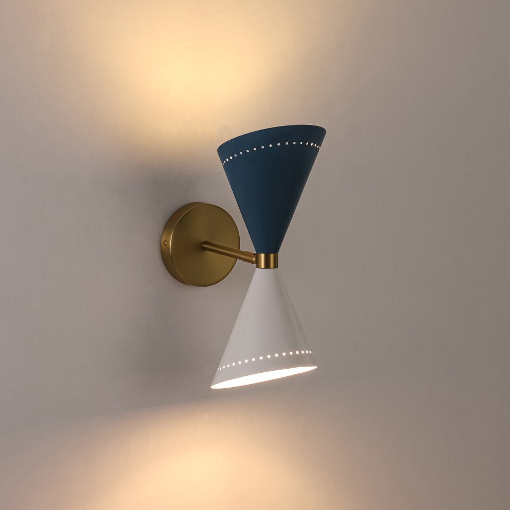 Art Deco 2-Light Up Down Dual Cone Wall Sconce