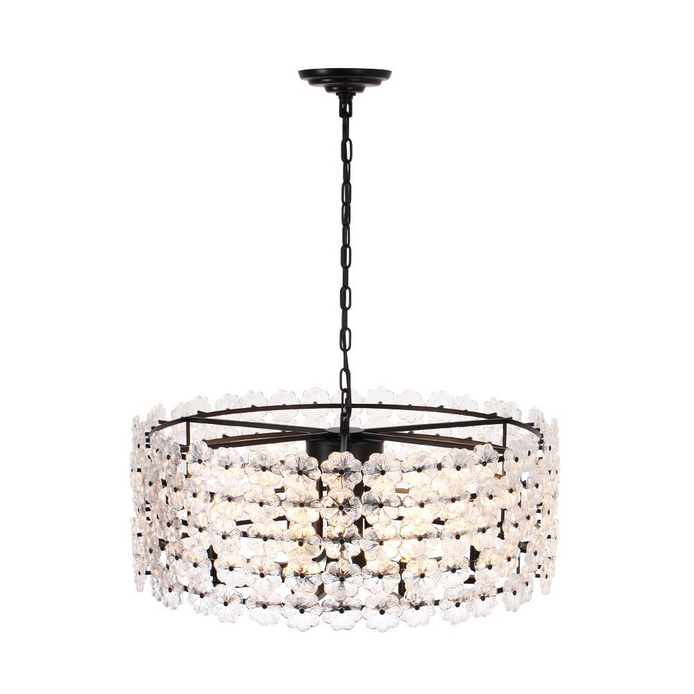Art Deco Blossom Floral Cage Drum Lantern Pendant Light