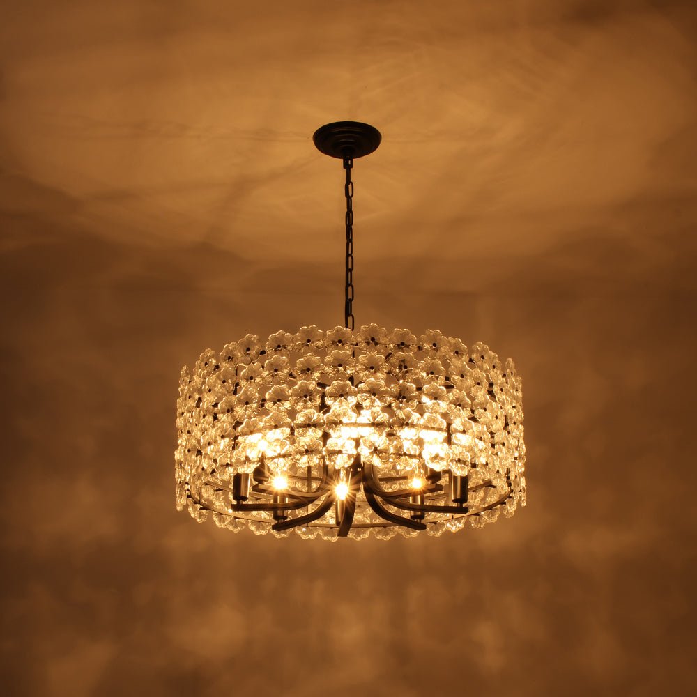 Art Deco Blossom Floral Cage Drum Lantern Pendant Light