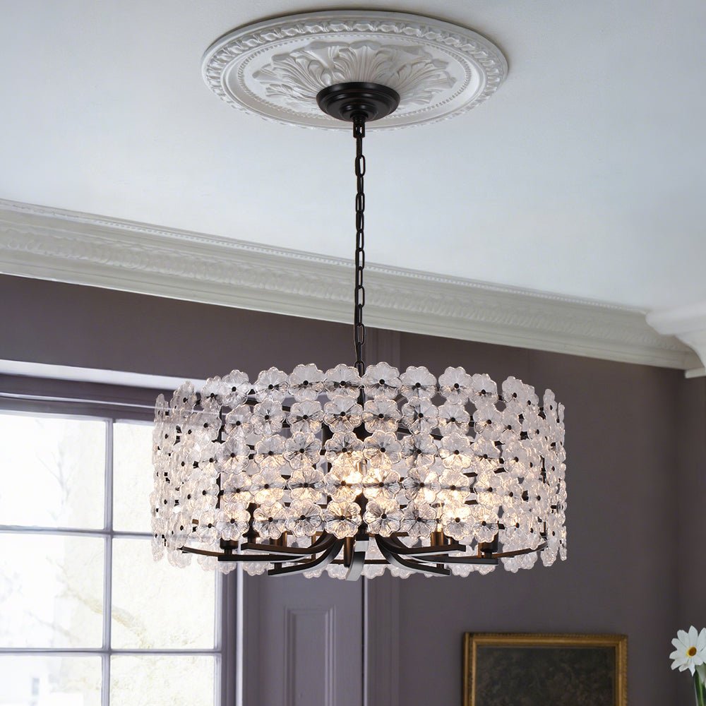 Art Deco Blossom Floral Cage Drum Lantern Pendant Light