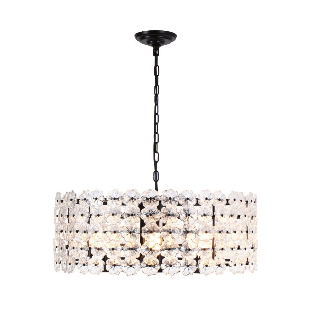 Art Deco Blossom Floral Cage Drum Lantern Pendant Light