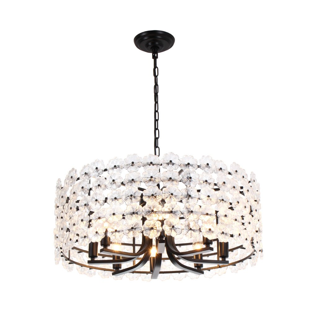 Art Deco Blossom Floral Cage Drum Lantern Pendant Light