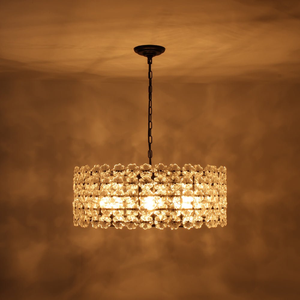 Art Deco Blossom Floral Cage Drum Lantern Pendant Light