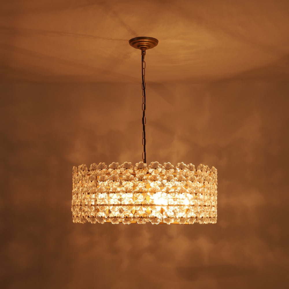 Art Deco Blossom Floral Cage Drum Lantern Pendant Light